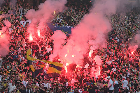 Fenerbahce supporters  at Sukru Saracoglu stadium in Istanbul